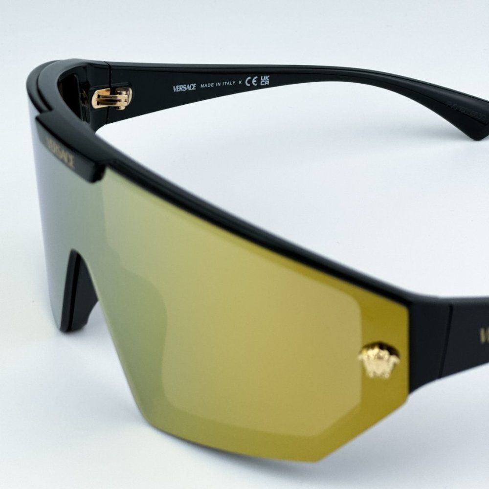 NEW Versace VE4461 GB1/87 Black Dark Grey Mirror Gold Detachable Lens Sunglasses - Picture 9 of 15